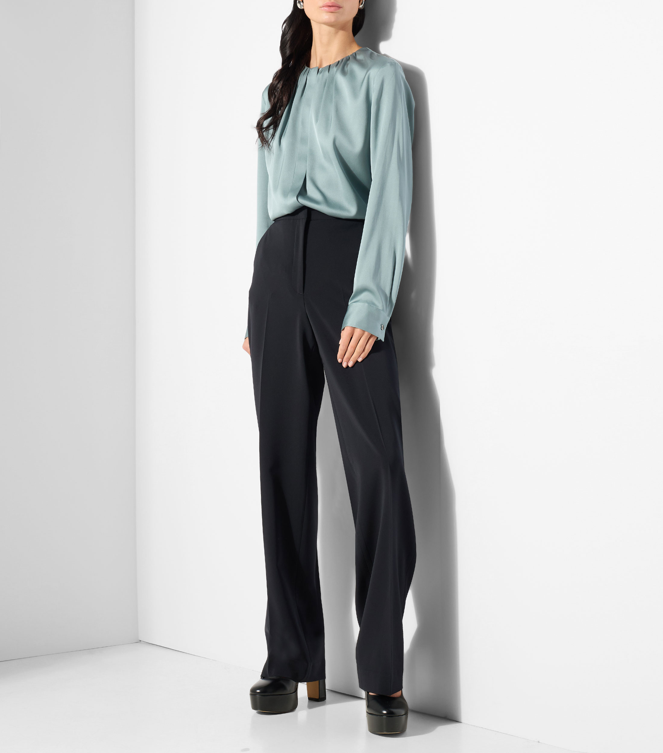 Blusa lisa manga larga Mujer